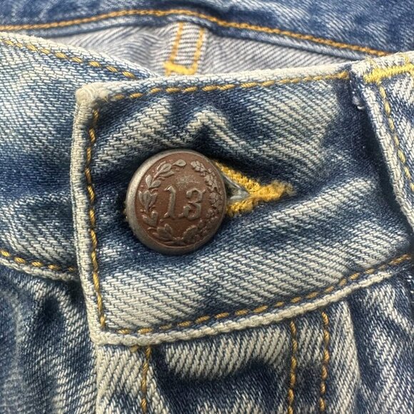 New R13 Marky Drop Short Jeans Size 24 Bain Wash Blue Denim Distressed Faded - Picture 11 of 16